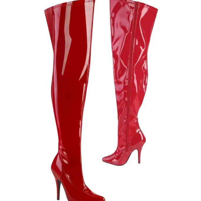Pleaser Pink Label SEDUCE-3000WC Boots Red WIDE CALF