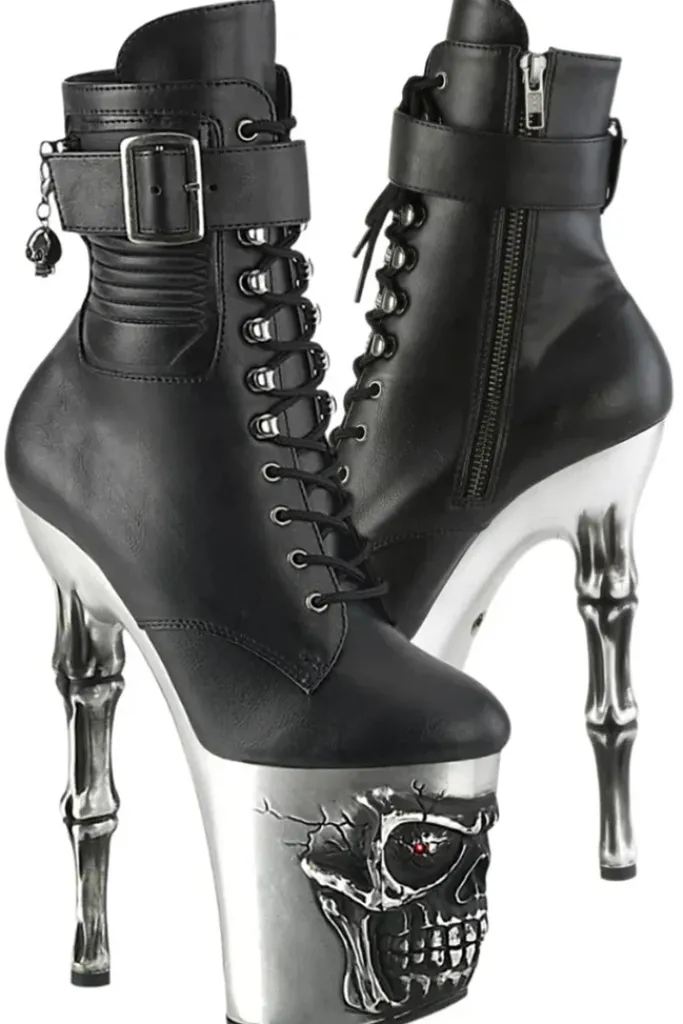 Pleaser Rapture 1020STR-LT Silver Sole Boots