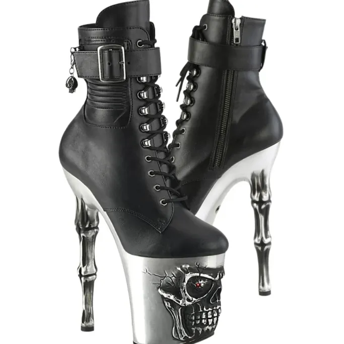 Pleaser Rapture 1020STR-LT Silver Sole Boots