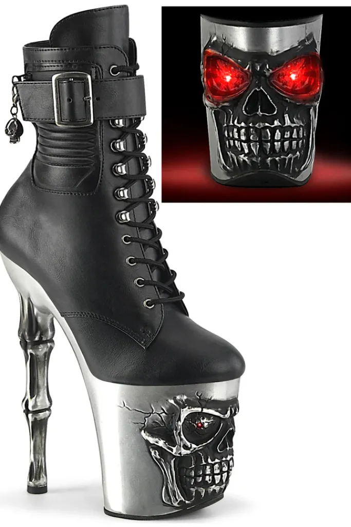 Pleaser Rapture 1020STR-LT Silver Sole Boots