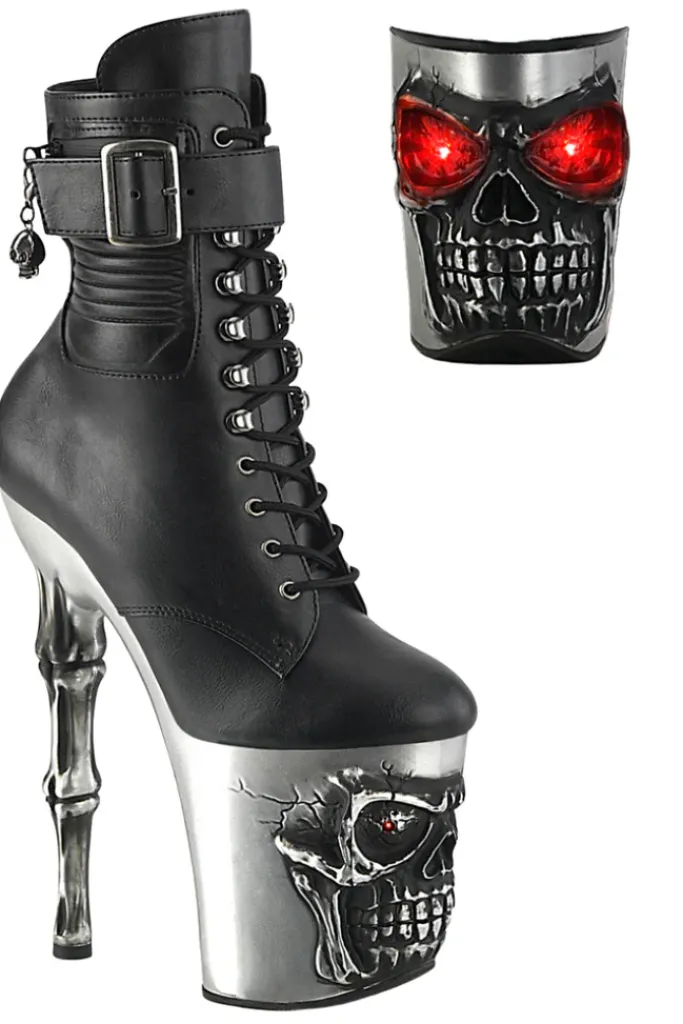 Pleaser Rapture 1020STR-LT Silver Sole Boots