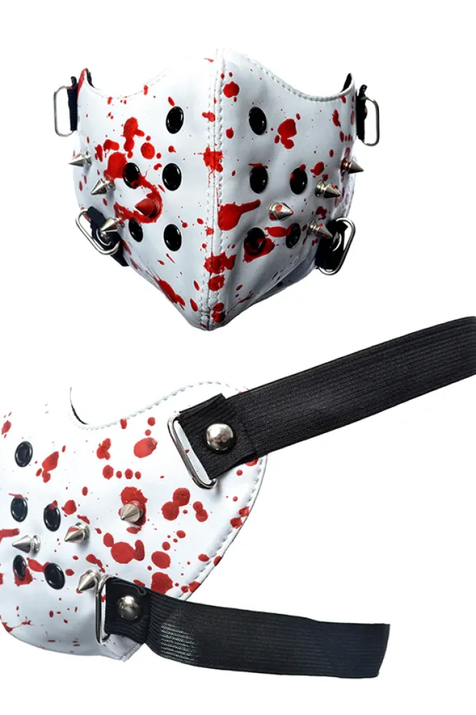 Innocent Clothing Poizen White Spike Face Mask Blood Splatter