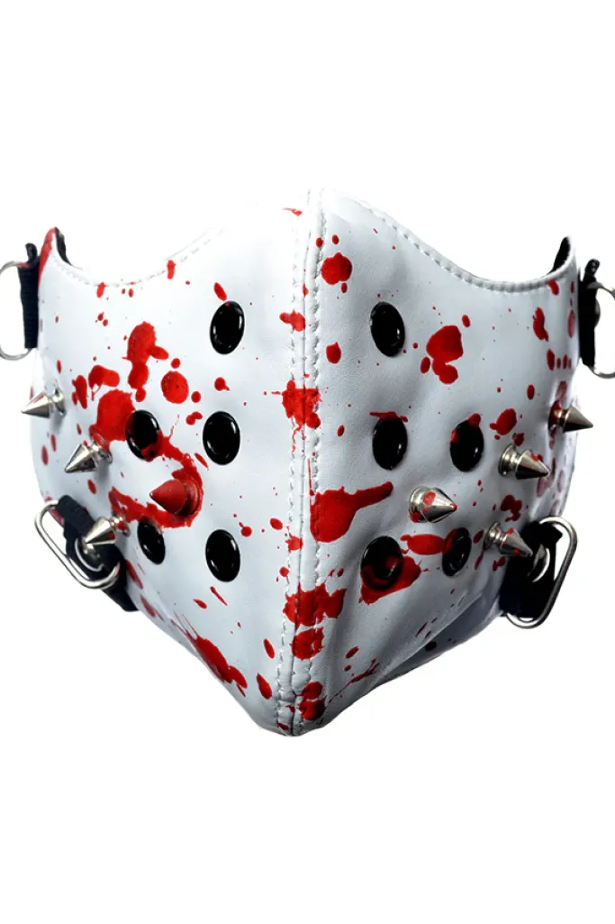 Innocent Clothing Poizen White Spike Face Mask Blood Splatter