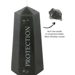 Something Different Protection Crystal Candle with Rough Black Obsidian