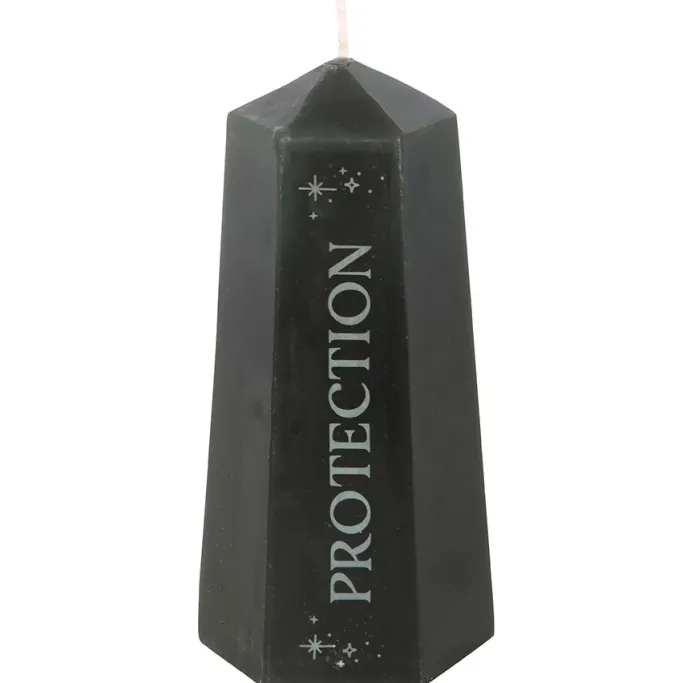 Something Different Protection Crystal Candle with Rough Black Obsidian