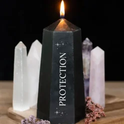 Something Different Protection Crystal Candle with Rough Black Obsidian
