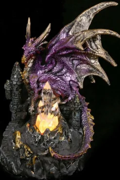 Puckator Purple Dark Legends Dragon on Castle with LED Crystal