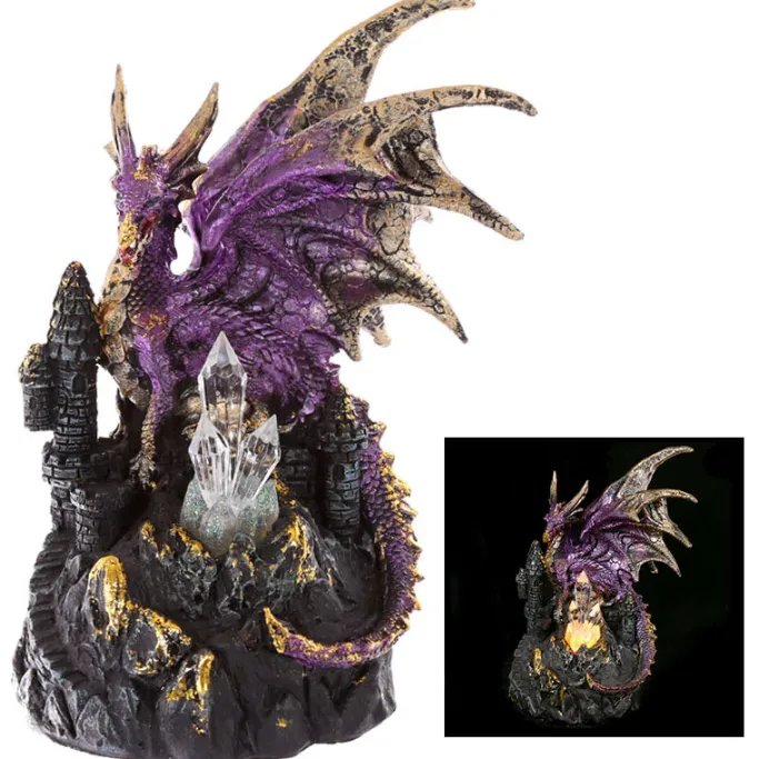 Puckator Purple Dark Legends Dragon on Castle with LED Crystal