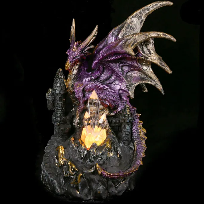 Puckator Purple Dark Legends Dragon on Castle with LED Crystal