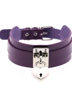 Gothic Collars Purple Heart Padlock Collar