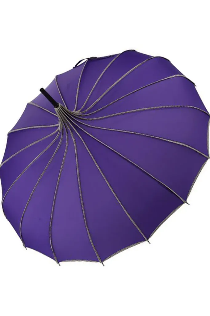 Soake Purple Ribbed Pagoda Umbrella / Parasol
