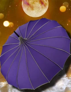 Soake Purple Ribbed Pagoda Umbrella / Parasol