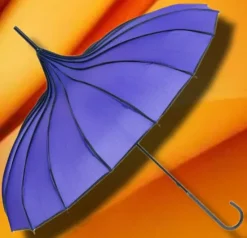 Soake Purple Ribbed Pagoda Umbrella / Parasol