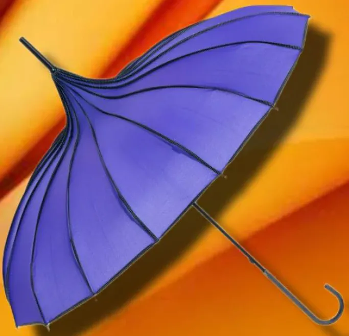 Soake Purple Ribbed Pagoda Umbrella / Parasol