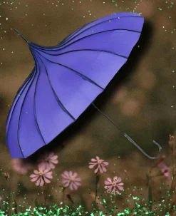 Soake Purple Ribbed Pagoda Umbrella / Parasol