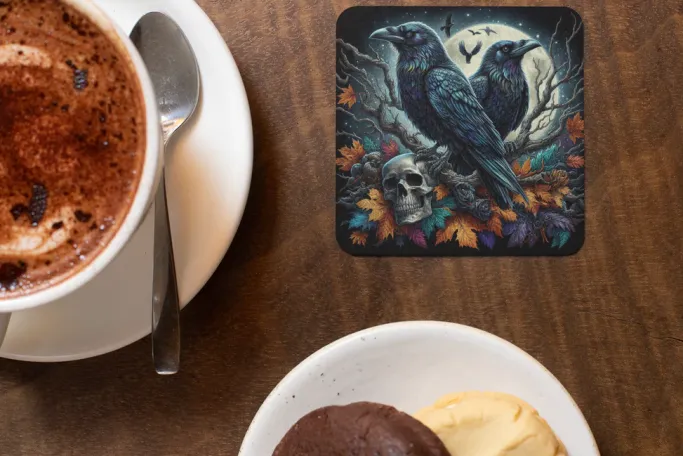 Oakhart Industries Ravens and Skulls Coaster Art078