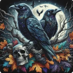 Oakhart Industries Ravens and Skulls Coaster Art078