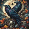 Oakhart Industries Ravens and Skulls Coaster Art077