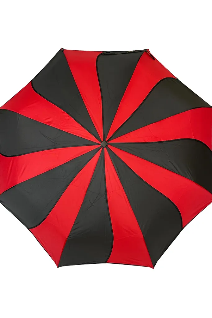 Soake Red and Black Swirl Folding Umbrella