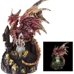 Puckator Red Dark Legends Dragon on Castle with LED Crystal