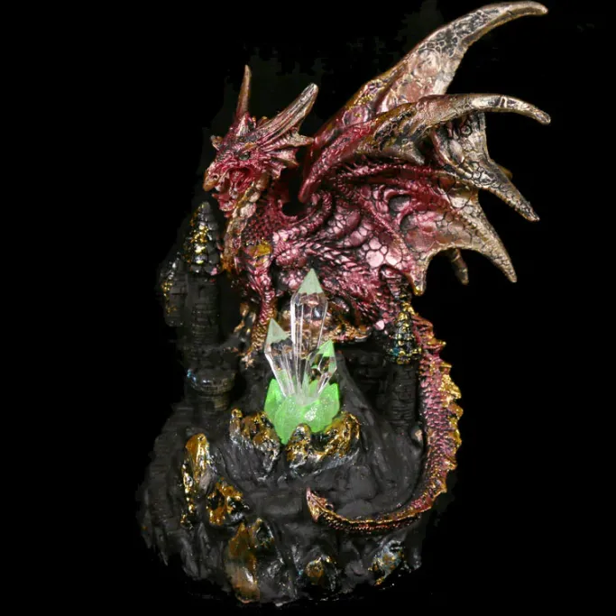 Puckator Red Dark Legends Dragon on Castle with LED Crystal