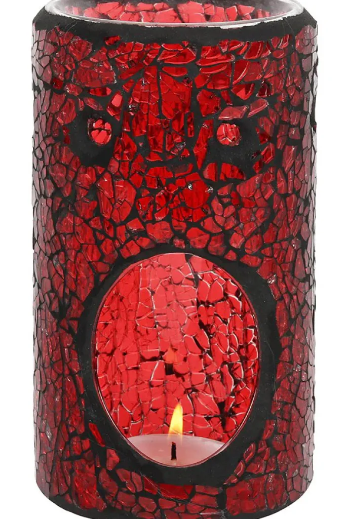 Something Different Red Pillar Crackle Glass Oil Burner