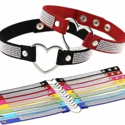 Gothic Collars Red Rhinestone Heart Choker