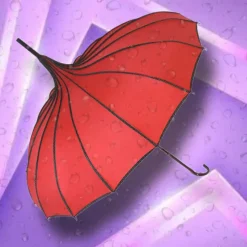 Soake Red Ribbed Pagoda Umbrella / Parasol