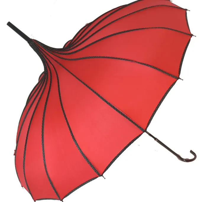 Soake Red Ribbed Pagoda Umbrella / Parasol