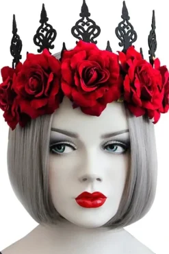Gothic Hair Accessories Red Rose Gothic Crown