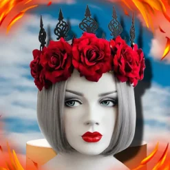 Gothic Hair Accessories Red Rose Gothic Crown