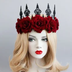 Gothic Hair Accessories Red Rose Gothic Crown