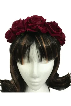 Gothic Hair Accessories Red Rose Hair Garland Gothic Headdress