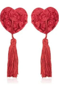 Nipple Pasties Red Rose Heart Nipple Tassles
