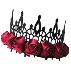 Gothic Hair Accessories Red Satin Gothic Rose Crown
