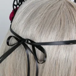 Gothic Hair Accessories Red Satin Gothic Rose Crown