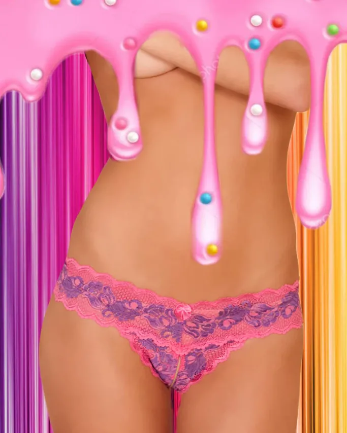 Rene Rofe Lace V-Thong Panty Purple