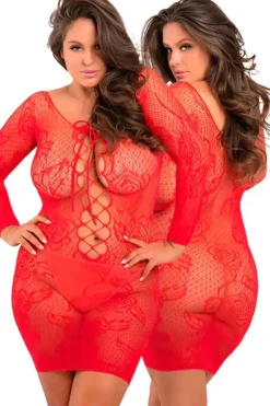 Rene Rofe Tie Breaker Plus Size Red Dress