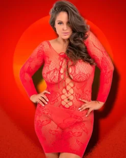 Rene Rofe Tie Breaker Plus Size Red Dress