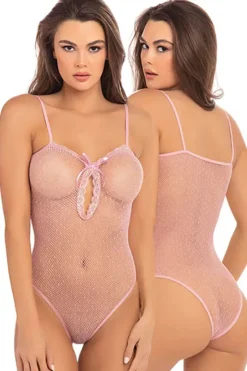 Rene Rofe Rene Roffe Undone See Through Pink Bodysuit