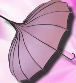 Soake Ribbed Pagoda Pink Umbrella