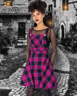Innocent Clothing Rockabella Dark Pink Maeve Pinafore Dress