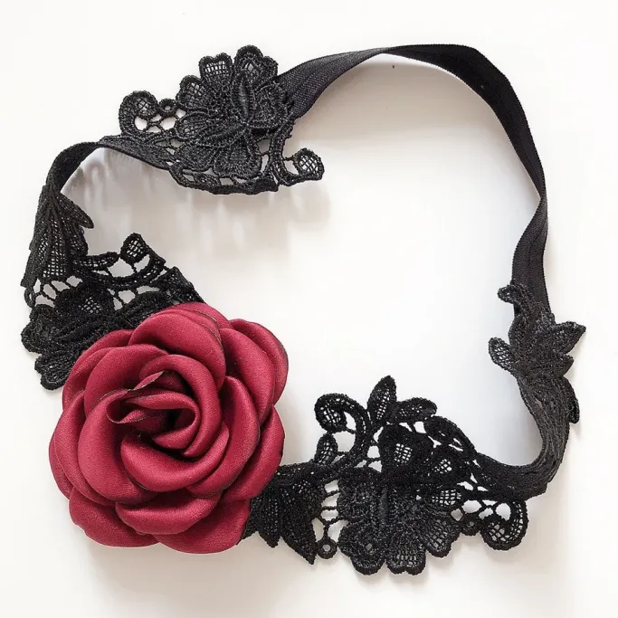 Gothic Accessories Rose and Heart Lace Garter Set