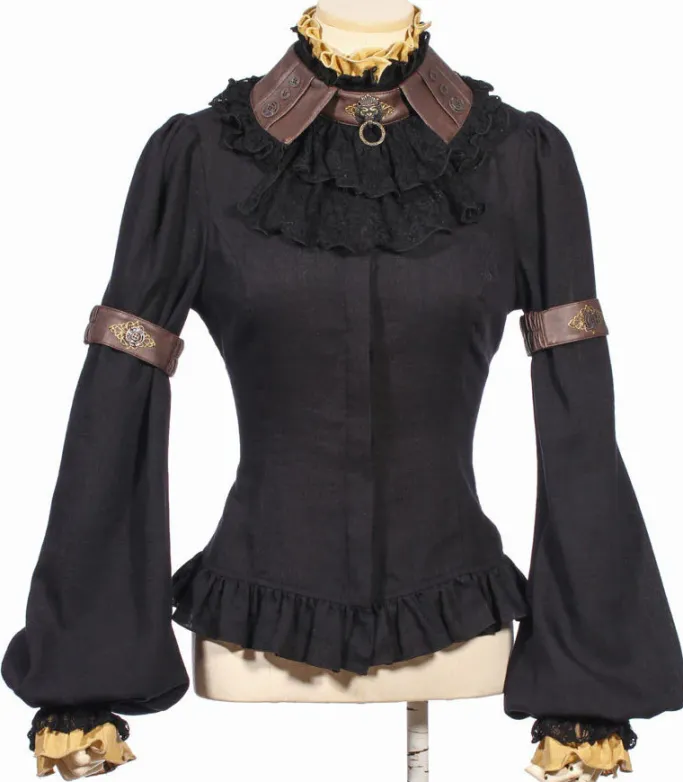 RQBL Black Jabot and Wristbands
