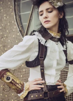RQBL  White Jabot and Wristbands