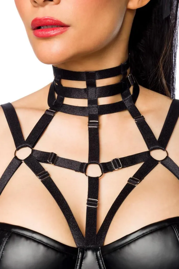 Saresia Harness Flared Mini Wetlook Dress