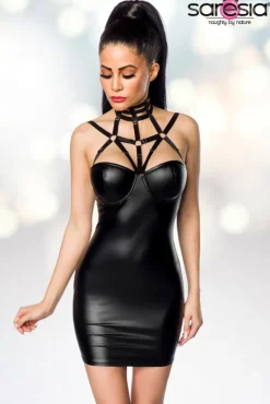 Saresia Harness Wetlook Mini Dress