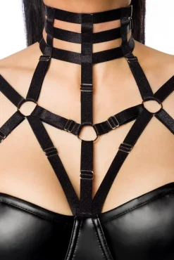 Saresia Harness Wetlook Set mit ausgestelltem Rock