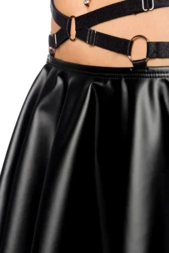 Saresia Harness Wetlook Set mit ausgestelltem Rock