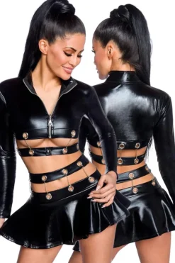 Saresia Metal Wetlook Set with Skirt (XL)